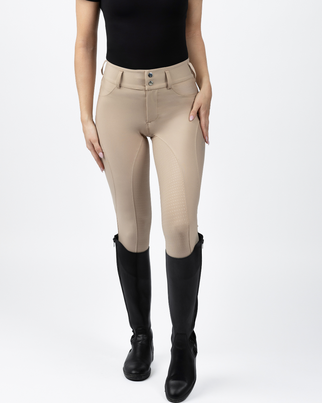Samea Equestrian Beige Hybrid Breeches, Front Side