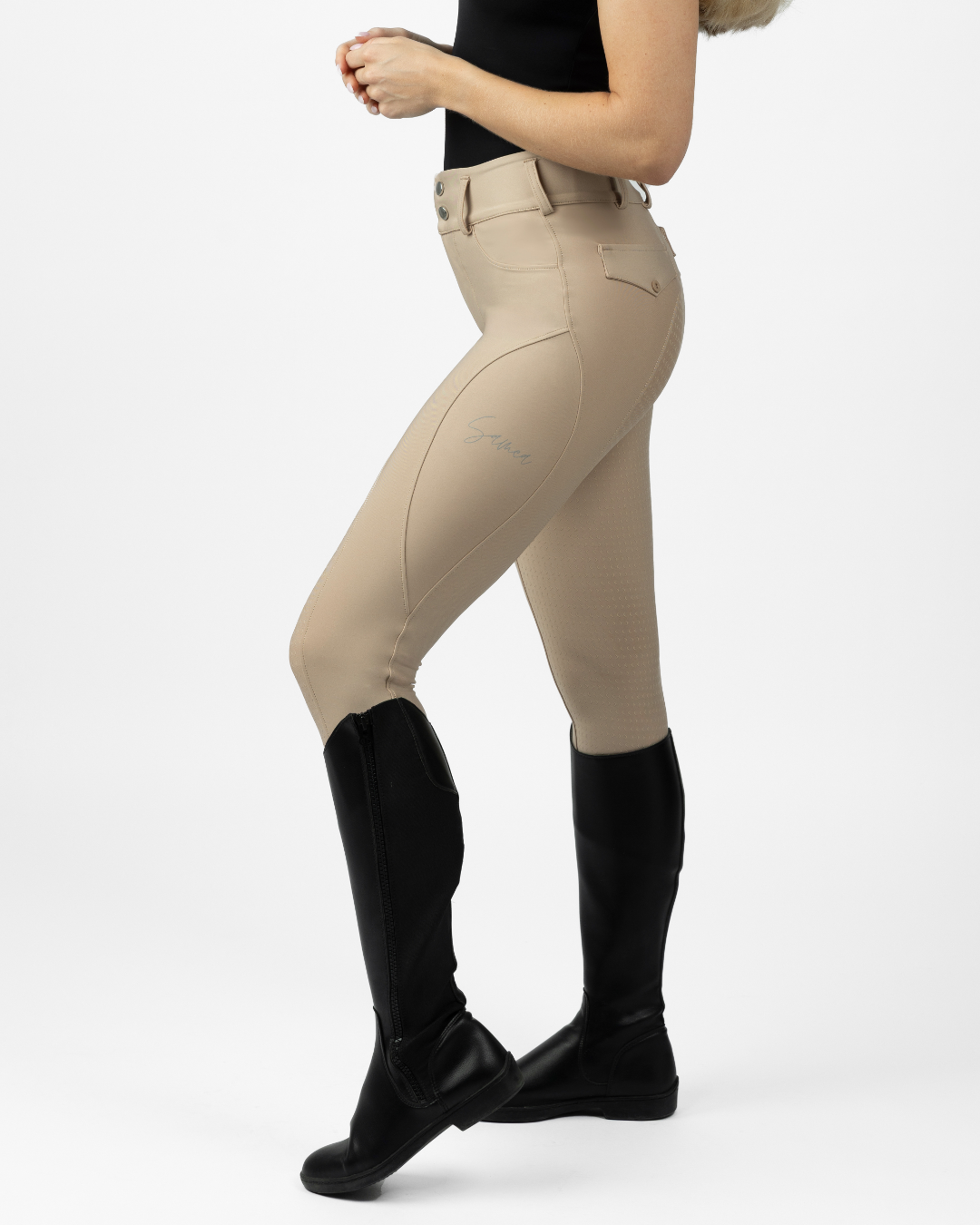 Samea Equestrian Beige Hybrid Breeches, Side View
