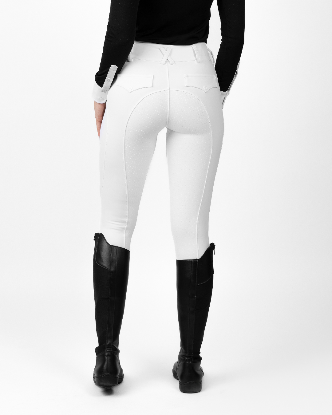 Samea Equestrian White Hybrid Breeches, Back view